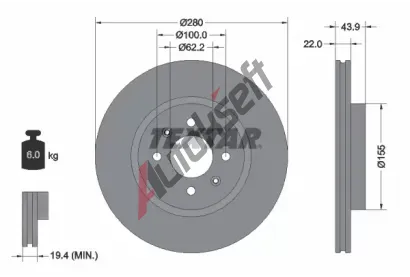 TEXTAR Brzdov kotou PRO - 280 mm TXT 92239303, 92239303