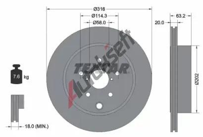 TEXTAR Brzdov kotou PRO - 316 mm TXT 92243703, 92243703