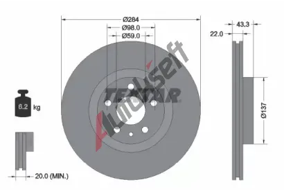TEXTAR Brzdov kotou PRO - 284 mm TXT 92252803, 92252803