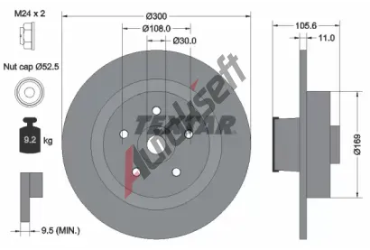 TEXTAR Brzdov kotou PRO - 300 mm TXT 92252903, 92252903