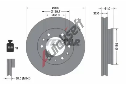 TEXTAR Brzdov kotou PRO - 302 mm TXT 92253403, 92253403
