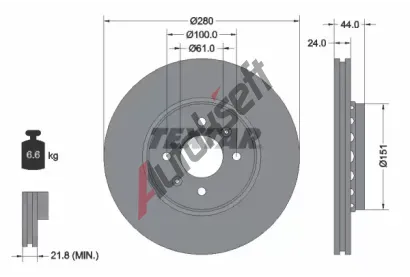 TEXTAR Brzdov kotou PRO - 280 mm TXT 92254603, 92254603