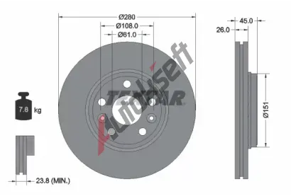 TEXTAR Brzdov kotou PRO - 280 mm TXT 92257903, 92257903