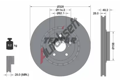 TEXTAR Brzdov kotou PRO+ - 328 mm TXT 92259405, 92259405