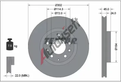 TEXTAR Brzdov kotou PRO - 302 mm TXT 92261503, 92261503