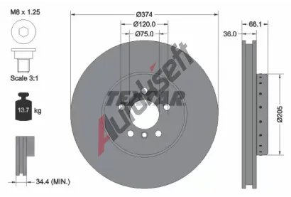 TEXTAR Brzdov kotou PRO - 374 mm TXT 92266025, 92266025