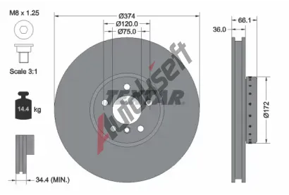 TEXTAR Brzdov kotou PRO - 374 mm TXT 92266225, 92266225