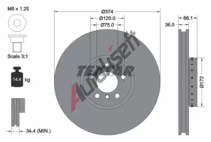 TEXTAR Brzdov kotou PRO - 374 mm TXT 92266325, 92266325