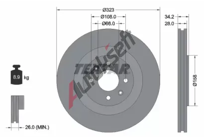 TEXTAR Brzdov kotou PRO - 323 mm TXT 92267103, 92267103
