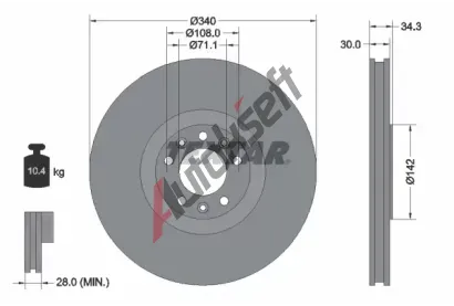 TEXTAR Brzdov kotou PRO - 340 mm TXT 92268203, 92268203