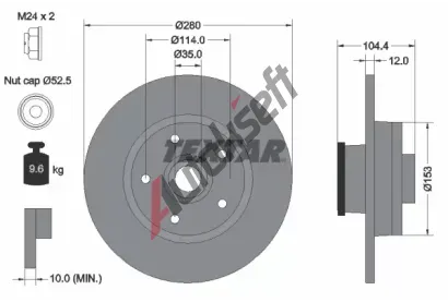 TEXTAR Brzdov kotou PRO - 280 mm TXT 92268903, 92268903