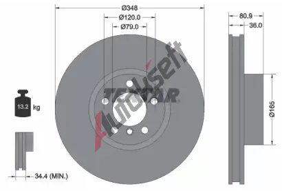 TEXTAR Brzdov kotou PRO - 348 mm TXT 92269505, 92269505