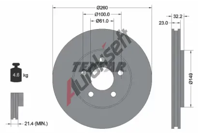 TEXTAR Brzdov kotou PRO - 260 mm TXT 92271603, 92271603