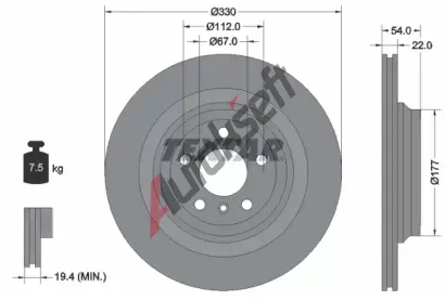 TEXTAR Brzdov kotou PRO+ - 330 mm TXT 92273505, 92273505