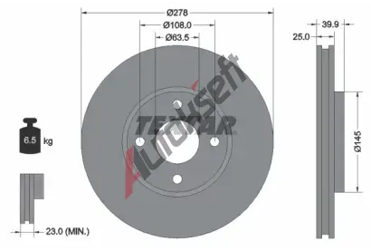 TEXTAR Brzdový kotouč PRO - 278 mm TXT 92279003, 92279003 TEXTAR Brzdový kotouč PRO - 278 mm TXT 92279003, 92279003