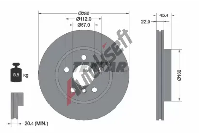 TEXTAR Brzdov kotou PRO - 280 mm TXT 92279203, 92279203