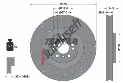 TEXTAR Brzdov kotou PRO+ - 375 mm TXT 92279805, 92279805