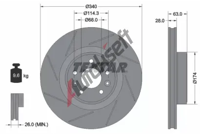 TEXTAR Brzdov kotou PRO+ - 340 mm TXT 92282205, 92282205