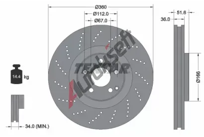 TEXTAR Brzdový kotouč PRO+ - 360 mm TXT 92283905, 92283905  TEXTAR Brzdový kotouč PRO+ - 360 mm TXT 92283905, 92283905