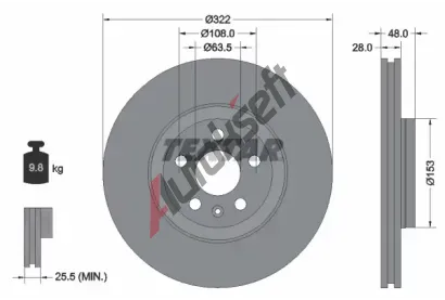 TEXTAR Brzdov kotou PRO+ - 322 mm TXT 92287405, 92287405