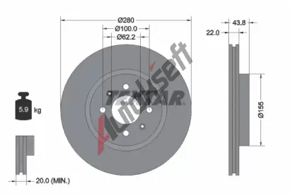 TEXTAR Brzdov kotou PRO - 280 mm TXT 92288303, 92288303