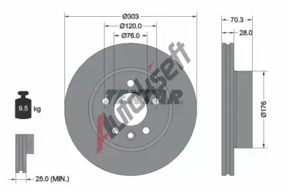 TEXTAR Brzdov kotou PRO - 303 mm TXT 92288403, 92288403