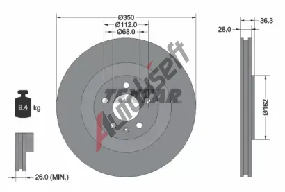 TEXTAR Brzdov kotou PRO+ - 350 mm TXT 92290405, 92290405