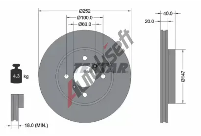 TEXTAR Brzdov kotou PRO - 252 mm TXT 92292903, 92292903