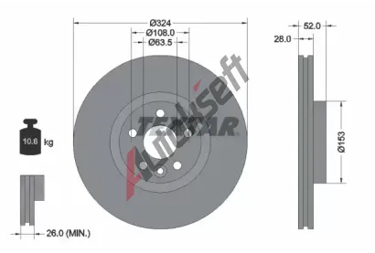 TEXTAR Brzdov kotou PRO+ - 324 mm TXT 92293205, 92293205