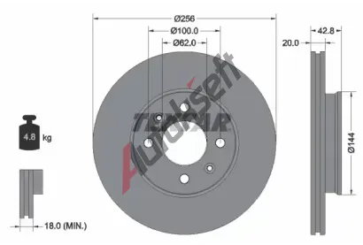 TEXTAR Brzdový kotouč PRO - 256 mm TXT 92295403, 92295403 TEXTAR Brzdový kotouč PRO - 256 mm TXT 92295403, 92295403