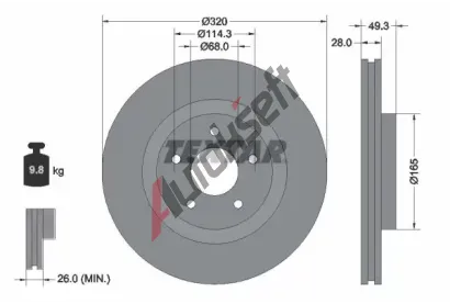 TEXTAR Brzdov kotou PRO - 320 mm TXT 92299403, 92299403