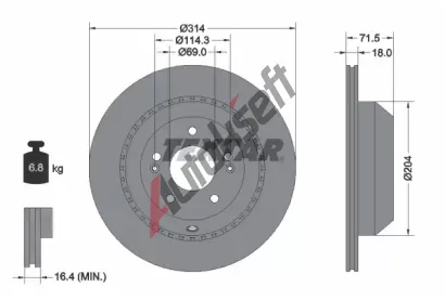 TEXTAR Brzdov kotou PRO - 314 mm TXT 92300803, 92300803