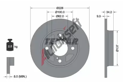 TEXTAR Brzdov kotou PRO - 228 mm TXT 92303603, 92303603