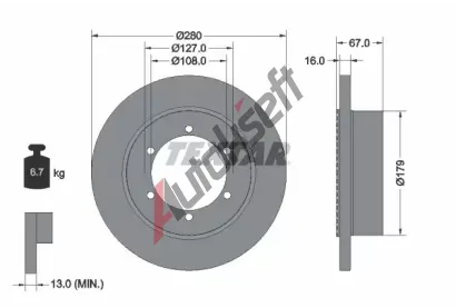 TEXTAR Brzdov kotou - 280 mm TXT 92304003, 92304003