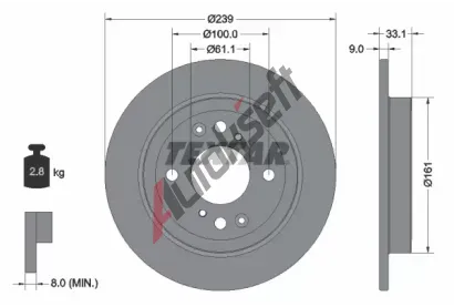 TEXTAR Brzdový kotouč PRO - 239 mm TXT 92304403, 92304403 TEXTAR Brzdový kotouč PRO - 239 mm TXT 92304403, 92304403