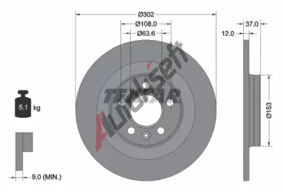 TEXTAR Brzdov kotou PRO - 302 mm TXT 92304703, 92304703