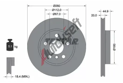 TEXTAR Brzdov kotou PRO - 280 mm TXT 92305303, 92305303