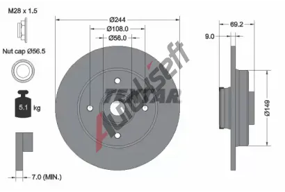 TEXTAR Brzdov kotou PRO - 244 mm TXT 92305403, 92305403