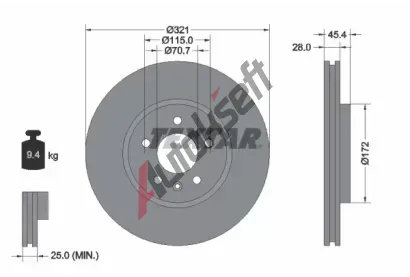 TEXTAR Brzdov kotou PRO+ - 321 mm TXT 92305505, 92305505
