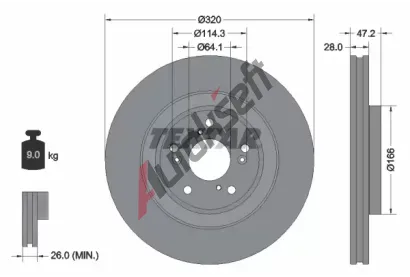 TEXTAR Brzdov kotou PRO - 320 mm TXT 92306203, 92306203