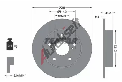 TEXTAR Brzdov kotou PRO - 259 mm TXT 92308303, 92308303