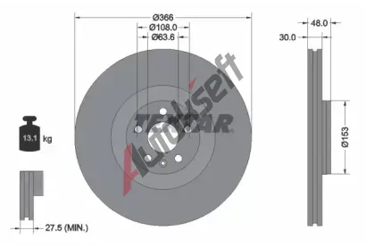 TEXTAR Brzdov kotou PRO+ - 366 mm TXT 92308905, 92308905