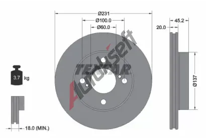 TEXTAR Brzdov kotou PRO - 231 mm TXT 92309403, 92309403