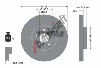 TEXTAR Brzdov kotou PRO - 316 mm TXT 92309603, 92309603
