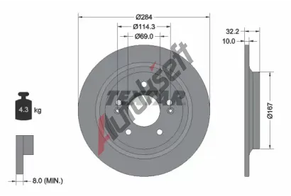 TEXTAR Brzdov kotou PRO - 284 mm TXT 92316303, 92316303