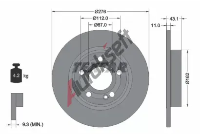 TEXTAR Brzdový kotouč PRO - 276 mm TXT 92316803, 92316803  TEXTAR Brzdový kotouč PRO - 276 mm TXT 92316803, 92316803