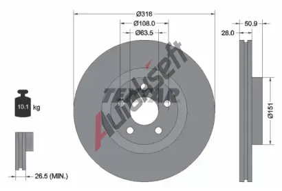 TEXTAR Brzdov kotou PRO - 316 mm TXT 92317203, 92317203