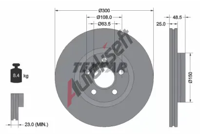 TEXTAR Brzdový kotouč PRO - 300 mm TXT 92326003, 92326003  TEXTAR Brzdový kotouč PRO - 300 mm TXT 92326003, 92326003