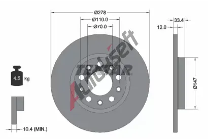 TEXTAR Brzdov kotou PRO - 278 mm TXT 92326503, 92326503