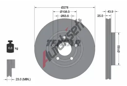 TEXTAR Brzdov kotou PRO - 278 mm TXT 92327503, 92327503